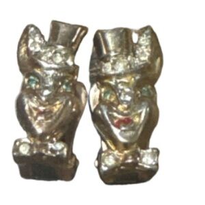 vintage 1950's karu digital rabbit with top hat earrings  clip on